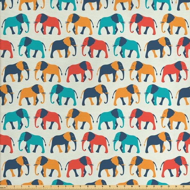 1 M Navy/Rose Girafe Hippo Elephant Print 100% Cotton Fabric 45" Wide Craft